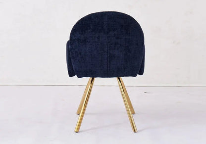 Lot de 2 fauteuils de table bleu pieds dorés | Zylo