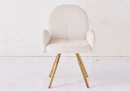 Lot de 2 fauteuils de table velours écru pieds dorés | Zylo