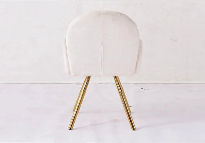 Lot de 2 fauteuils de table velours écru pieds dorés | Zylo