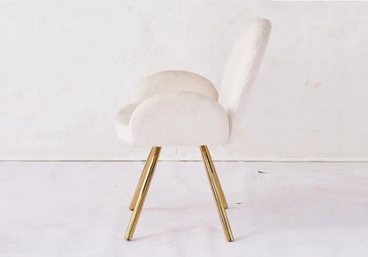 Lot de 2 fauteuils de table velours écru pieds dorés | Zylo