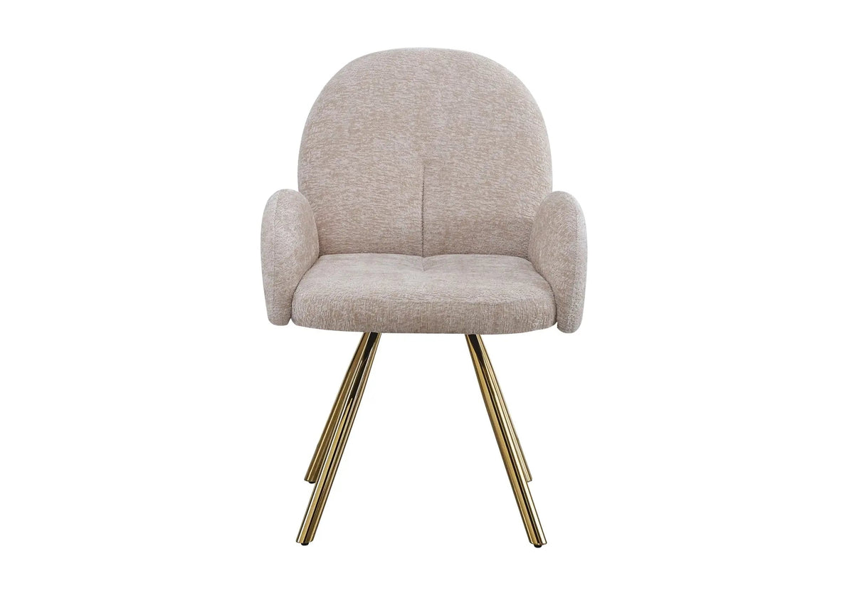 Lot de 2 fauteuils de table moka pieds dorés | Zylo