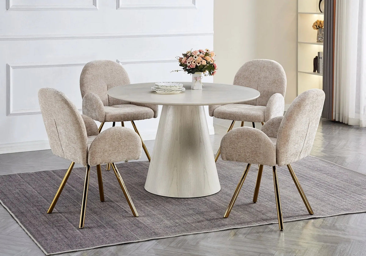 Lot de 2 fauteuils de table moka pieds dorés | Zylo