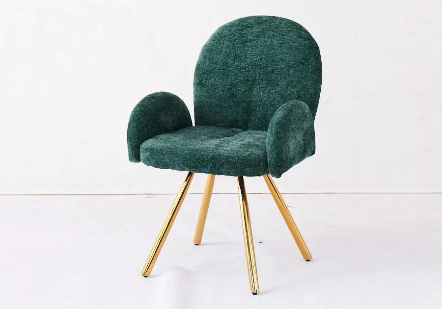 Lot de 2 fauteuils de table vert pieds dorés | Zylo