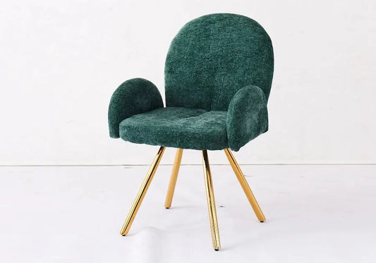 Lot de 2 fauteuils de table vert pieds dorés | Zylo