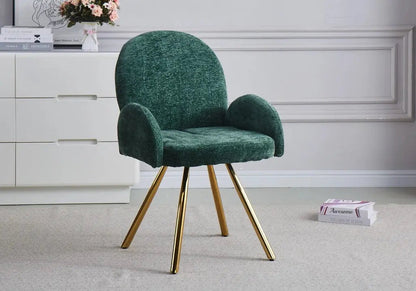 Lot de 2 fauteuils de table vert pieds dorés | Zylo