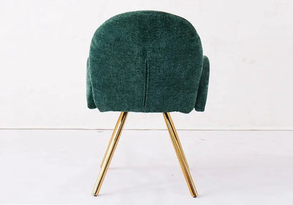 Lot de 2 fauteuils de table vert pieds dorés | Zylo