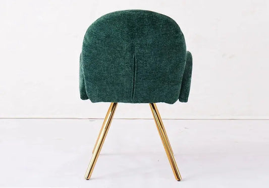 Lot de 2 fauteuils de table vert pieds dorés | Zylo