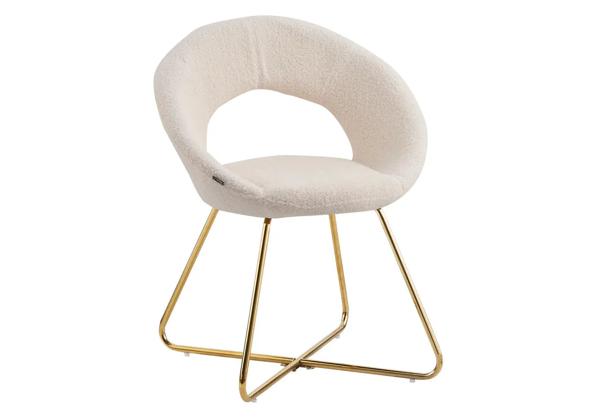 Lot de 4 chaises bouclette blanches arrondies | Dialex