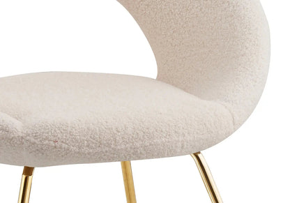 Lot de 4 chaises bouclette blanches arrondies | Dialex