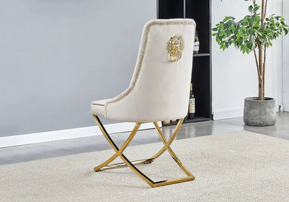 Lot de 4 chaises en taupe à tête de lion | Aerix