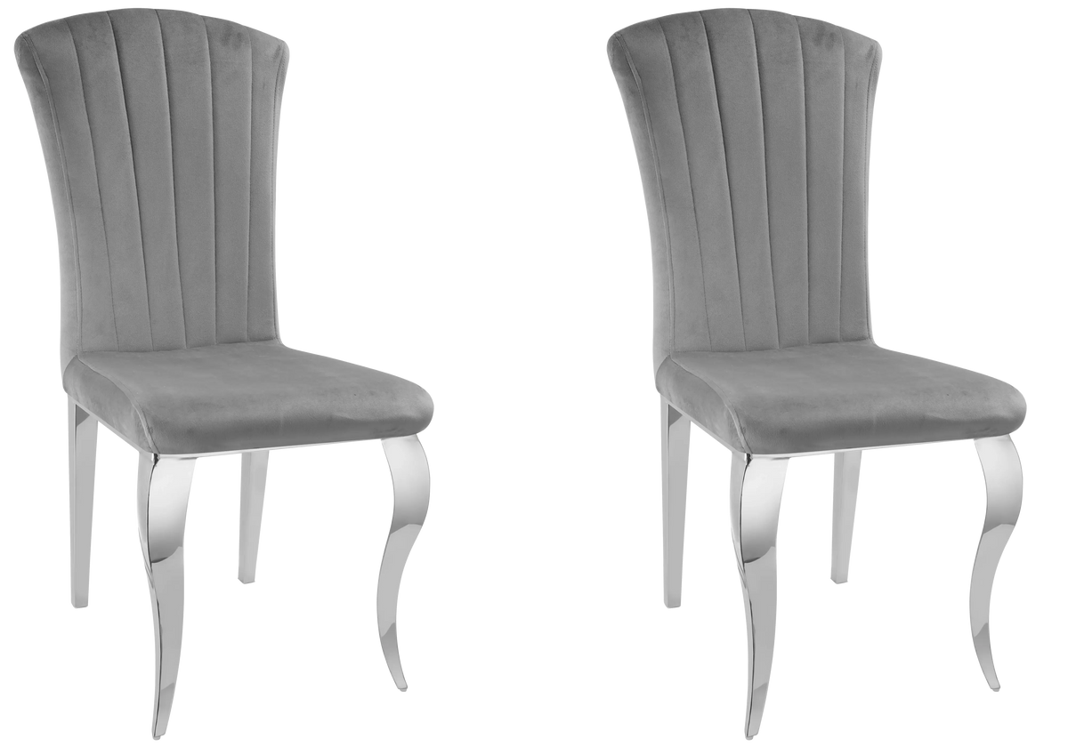 Lot de 6 chaises velours ardoise, pieds argent | Zyra