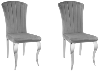 Lot de 6 chaises velours ardoise, pieds argent | Zyra