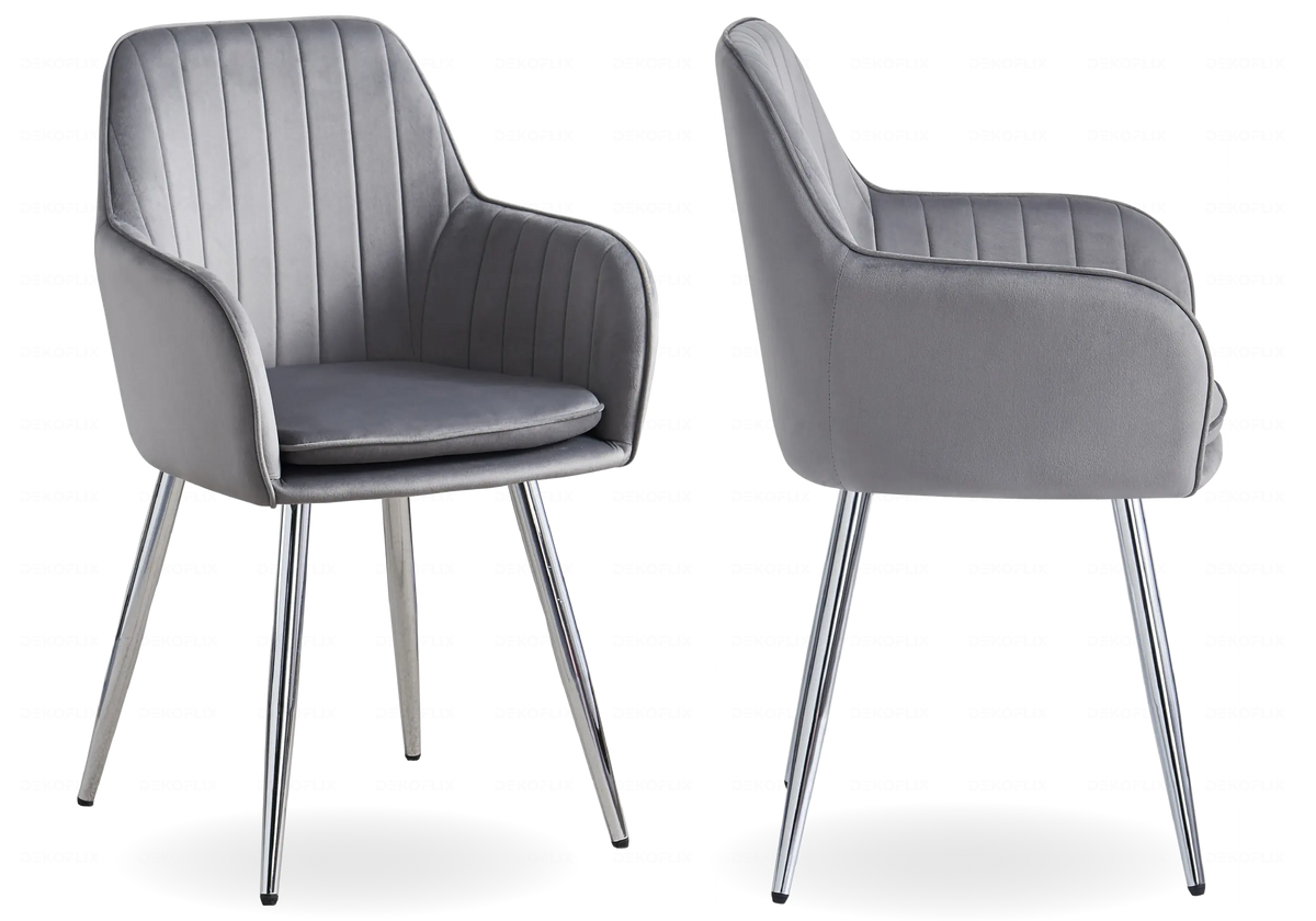 Chaise fauteuil en anthracite et argent x2 | Nexo