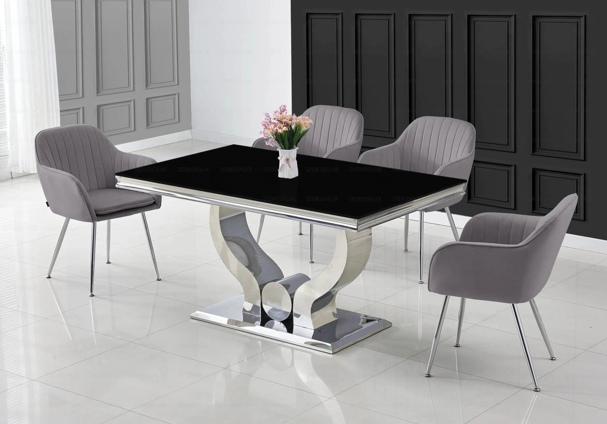 Chaise fauteuil en anthracite et argent x2 | Nexo