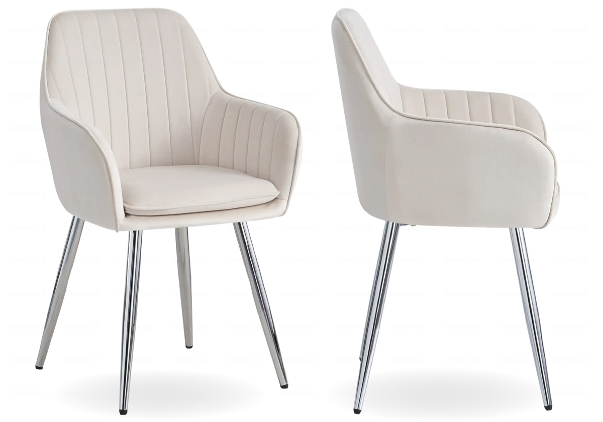 Lot de 2 chaises en beige et pieds argent | Nexo