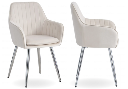 Lot de 2 chaises en beige et pieds argent | Nexo