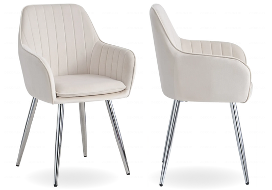 Lot de 2 chaises en beige et pieds argent | Nexo