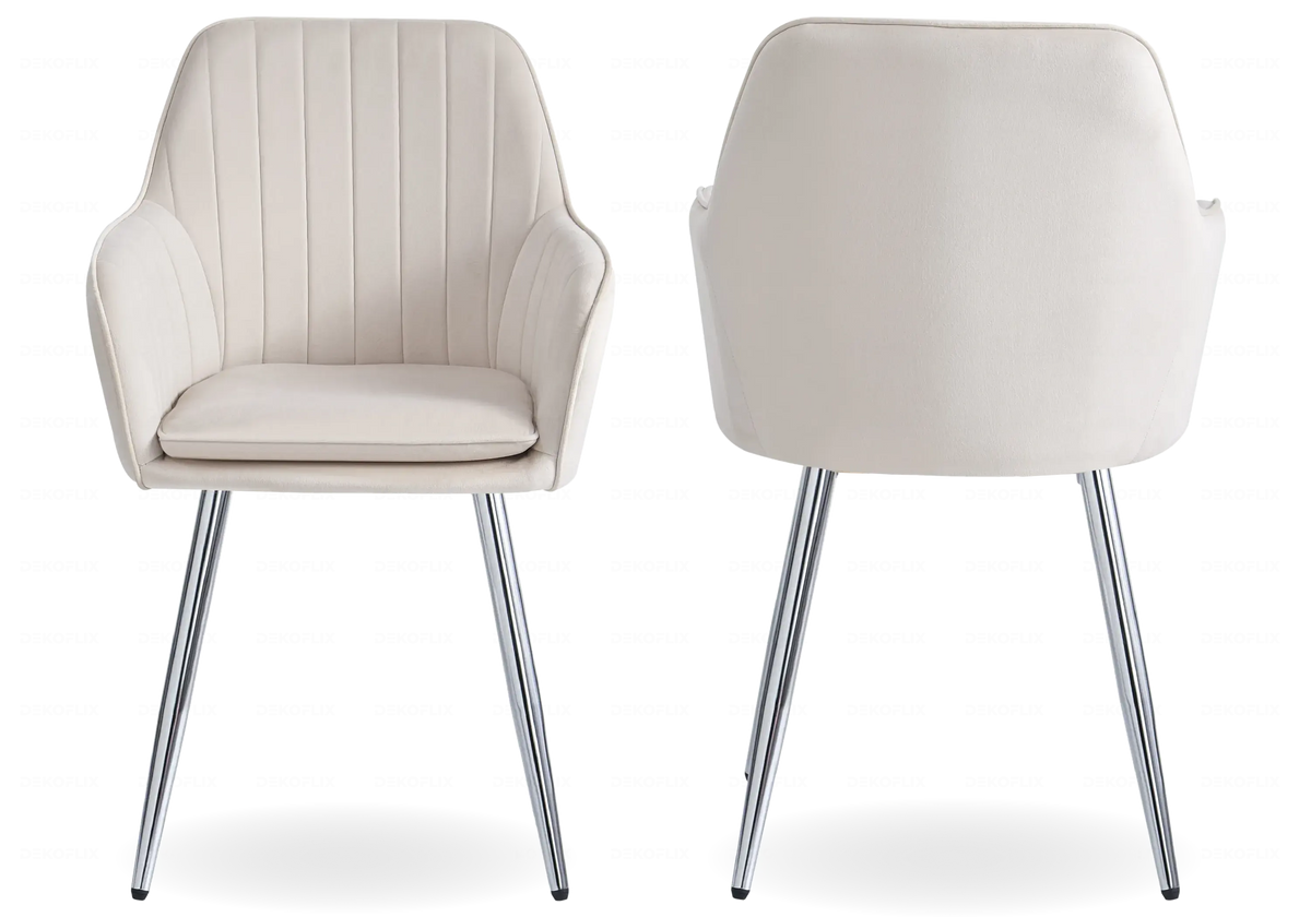 Lot de 2 chaises en beige et pieds argent | Nexo