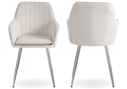 Lot de 2 chaises en beige et pieds argent | Nexo