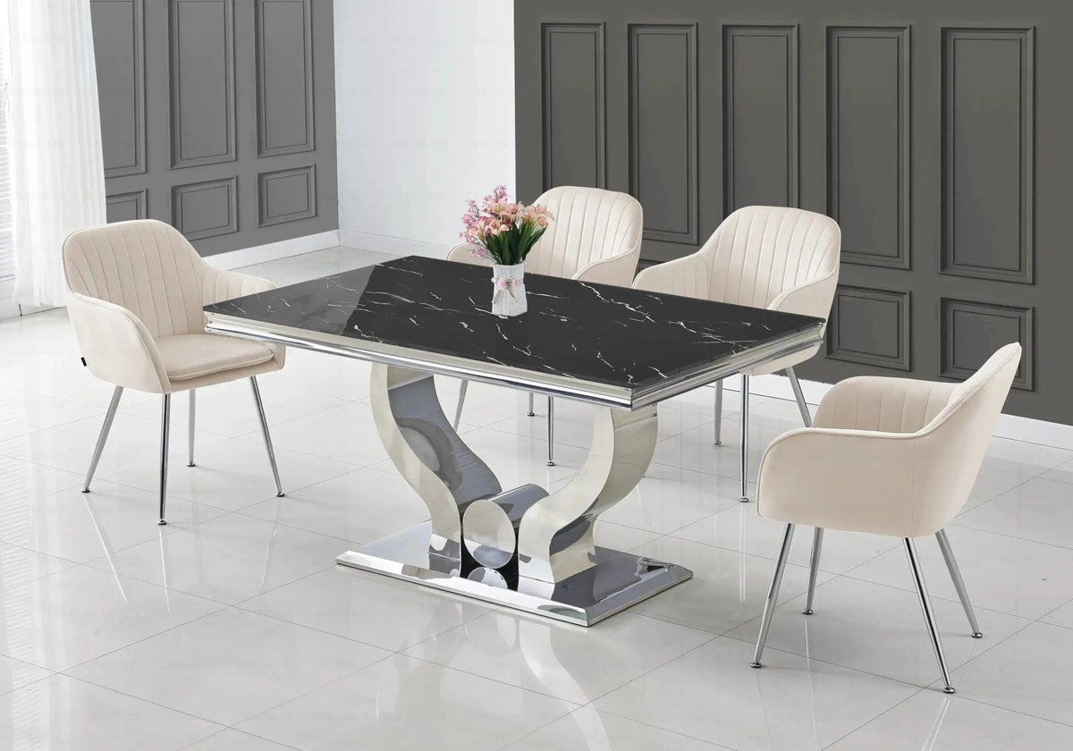 Lot de 2 chaises en beige et pieds argent | Nexo