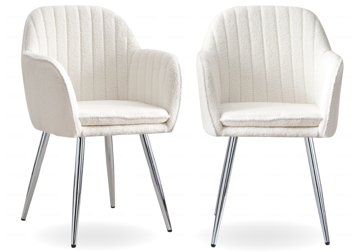 Lot de 2 chaises en bouclette blanche et argent | Nexo