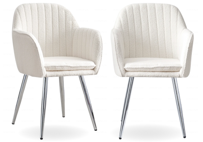 Lot de 2 chaises en bouclette blanche et argent | Nexo
