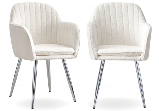 Lot de 2 chaises en bouclette blanche et argent | Nexo