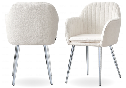 Lot de 2 chaises en bouclette blanche et argent | Nexo