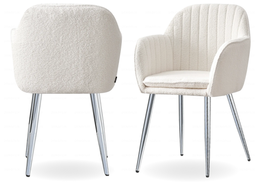 Lot de 2 chaises en bouclette blanche et argent | Nexo