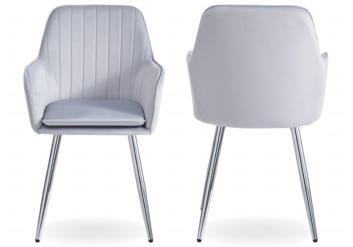 Lot de 2 chaises fauteuils en gris et argent | Nexo