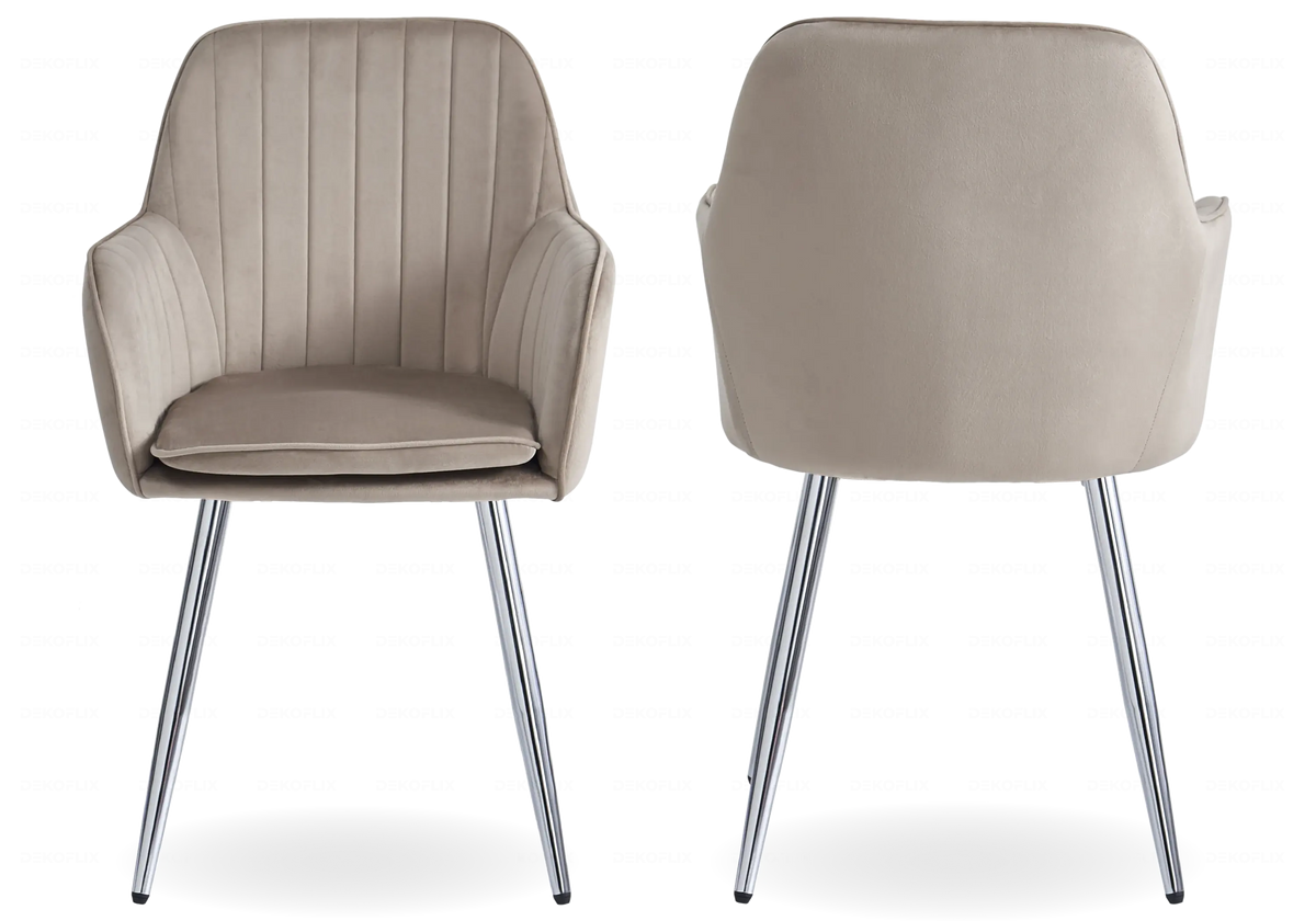 Lot de 2 chaises taupe pieds acier argent | Nexo