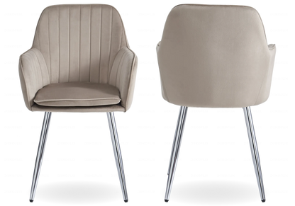Lot de 2 chaises taupe pieds acier argent | Nexo