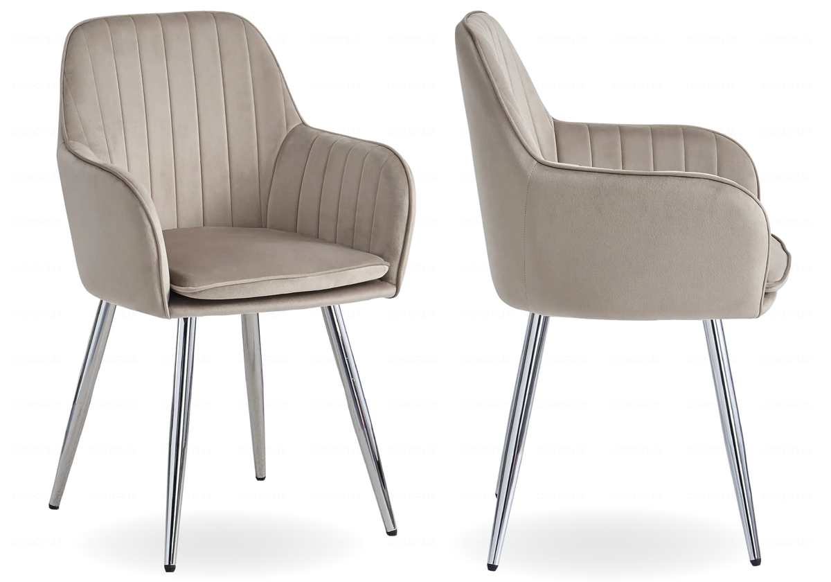 Lot de 2 chaises taupe pieds acier argent | Nexo