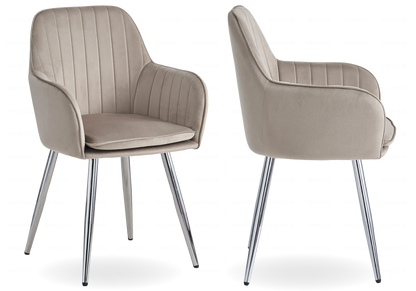 Lot de 2 chaises taupe pieds acier argent | Nexo