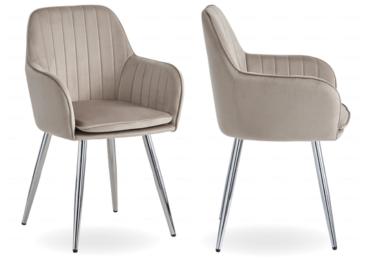 Lot de 2 chaises taupe pieds acier argent | Nexo