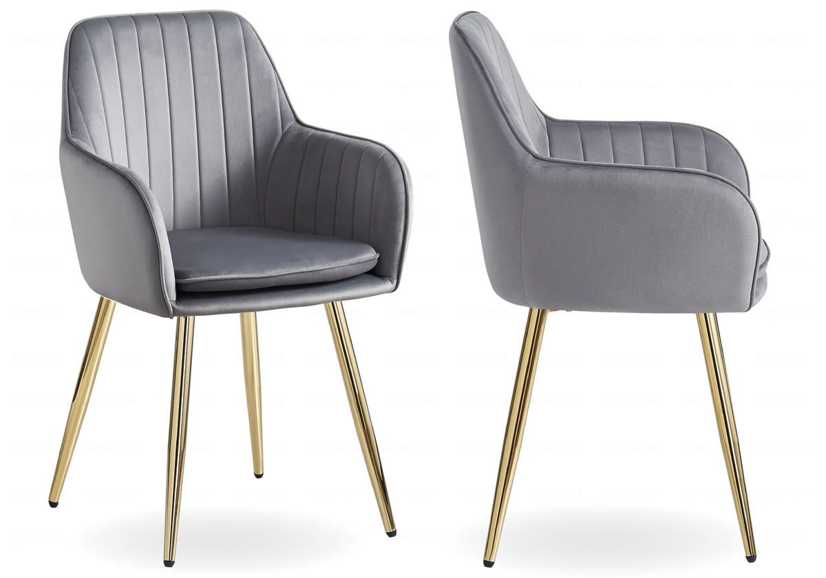 Lot de 2 chaises en anthracite pieds dorés | Nexo
