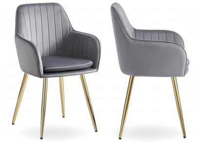 Lot de 2 chaises en anthracite pieds dorés | Nexo
