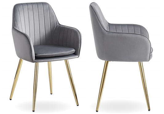 Lot de 2 chaises en anthracite pieds dorés | Nexo