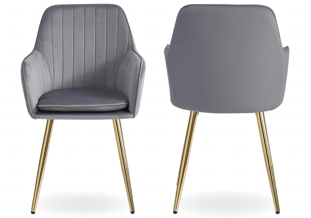 Lot de 2 chaises en anthracite pieds dorés | Nexo