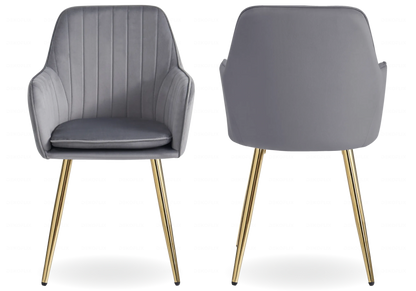 Lot de 2 chaises en anthracite pieds dorés | Nexo