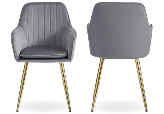 Lot de 2 chaises en anthracite pieds dorés | Nexo