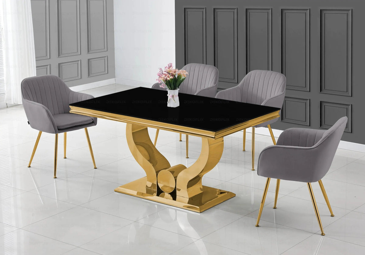 Lot de 2 chaises en anthracite pieds dorés | Nexo