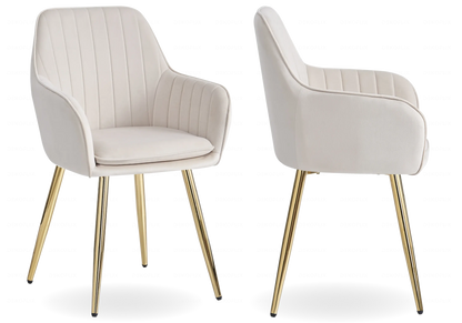 Lot de 2 chaises en beige et acier doré | Nexo