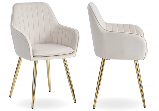 Lot de 2 chaises en beige et acier doré | Nexo