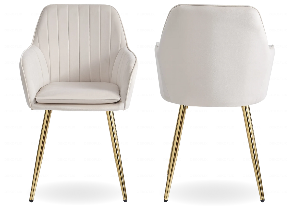 Lot de 2 chaises en beige et acier doré | Nexo