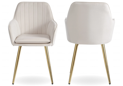 Lot de 2 chaises en beige et acier doré | Nexo