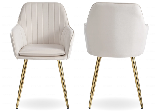 Lot de 2 chaises en beige et acier doré | Nexo