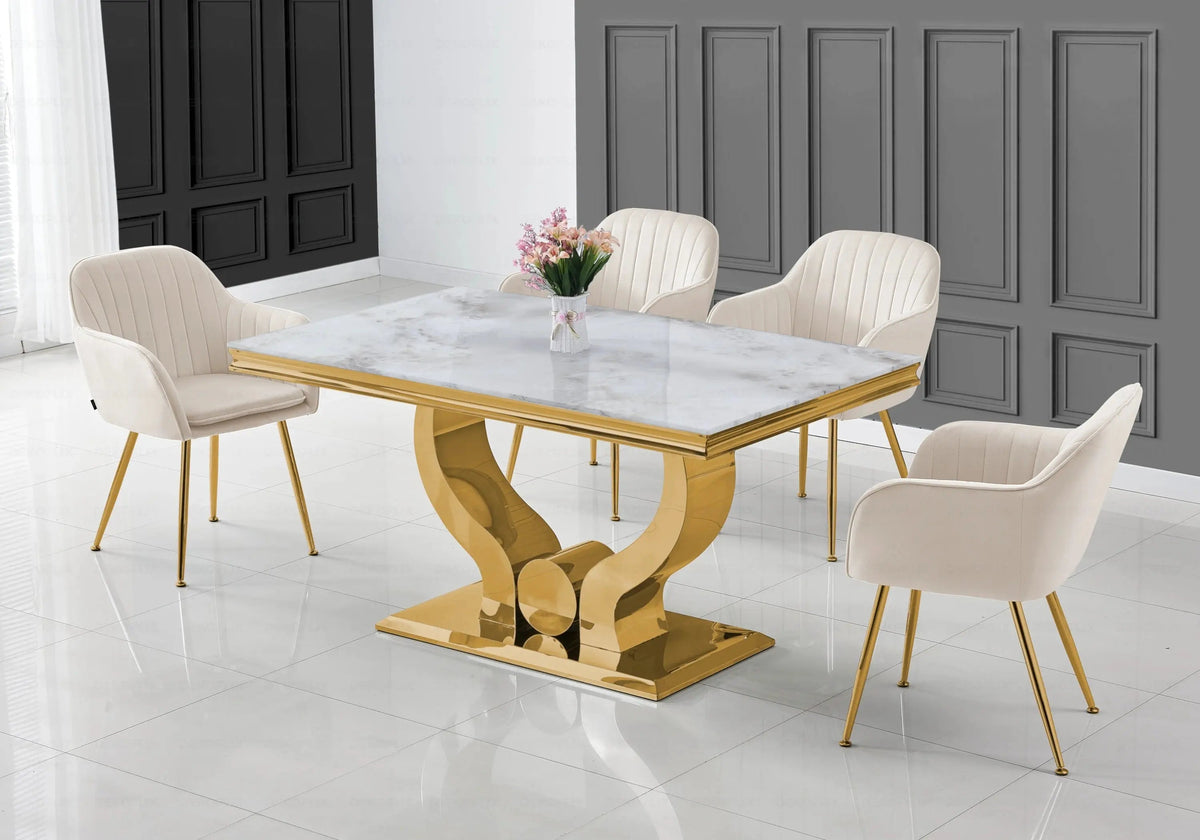 Lot de 2 chaises en beige et acier doré | Nexo