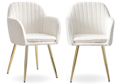 Lot de 2 chaises bouclette blanche et acier doré | Nexo