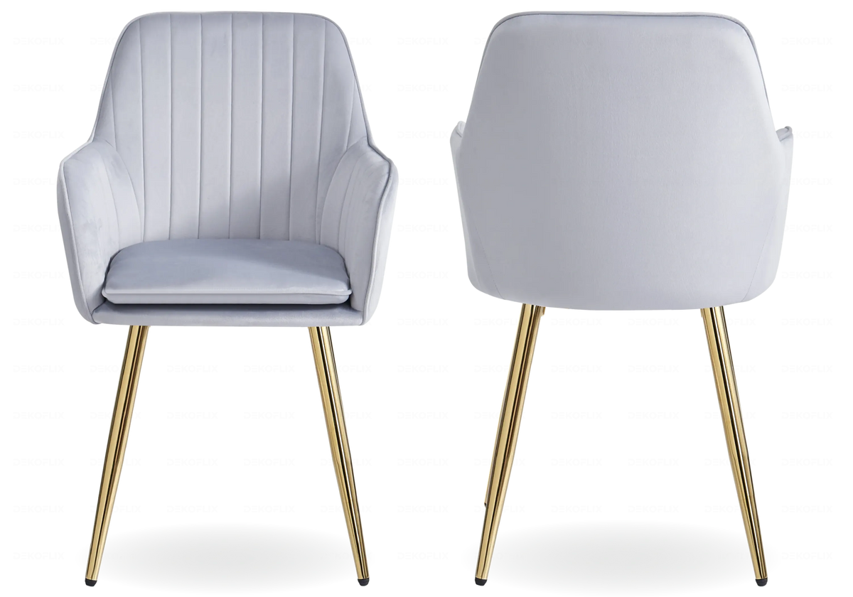 Lot de 2 chaises en gris et pieds dorés | Nexo